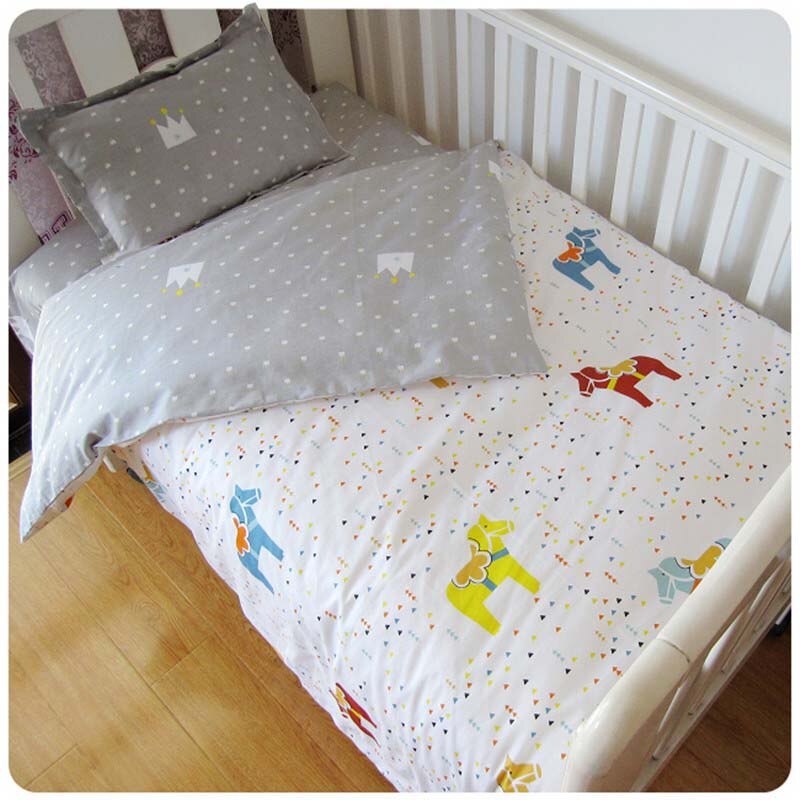 3Pcs Katoen Wieg Beddengoed Kit Voor Jongen Meisje Cartoon Baby Beddengoed Set Omvat Kussensloop Laken Dekbedovertrek zonder Vulmiddel