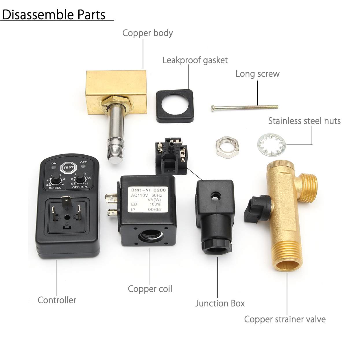 AC110V 1/2inch Electronic Timed Drain Valve Two-way Direct-acting Valve Air Compressor Condensate Automatic Drain Valve