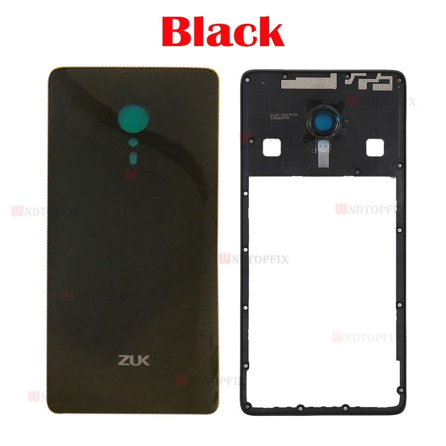 Back Cover Glass for Lenovo ZUK Z2 Pro - Middle Frame Replacement Housing: Black Cover and Frame