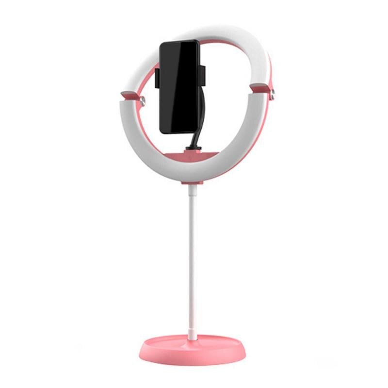 10 "Led Selfie Vouw Ring Licht 26 Cm Telescopische Vouwen Dimbare Desktop Ring Vullen Lamp Voor Live Make-Up/fotografie: Roze