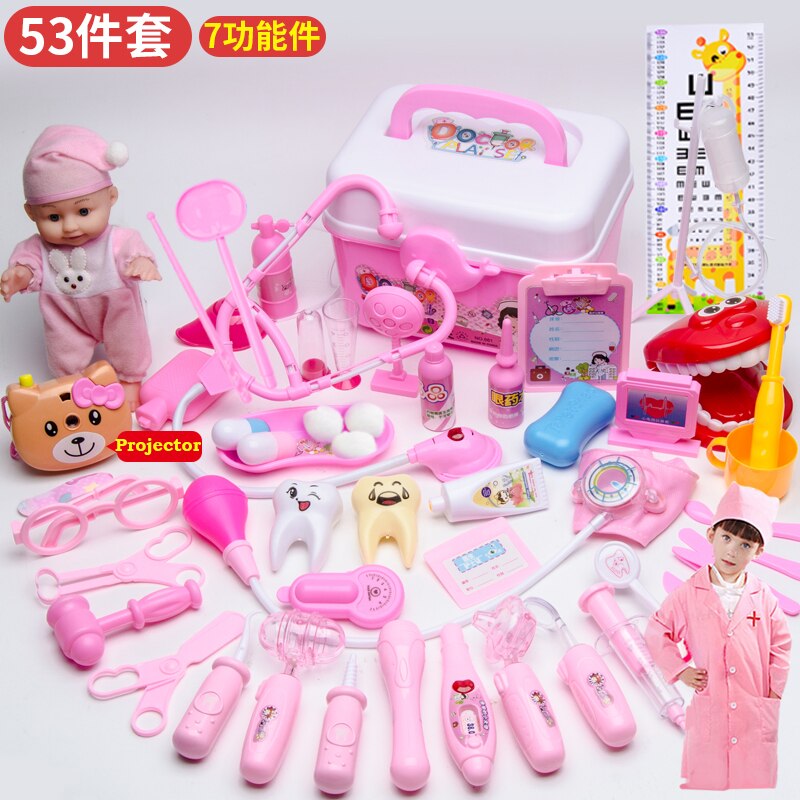 Nuovo Bambini Medico Set Giocattolo Per I Bambini Accessori Per Bambini Gioco di Ruolo Medico Dentista Giocattoli Ospedale Medicina Giochi Di Imitazione: 53pcs pink