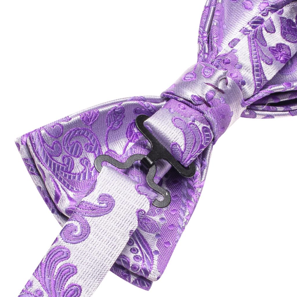 Gravata borboleta de nó masculino, Conjunto Hanky Cuffs, Pré-amarrado, Roxo, Lilás, Lavanda, Pansy, Violeta, Seda, Casamento, Negócios