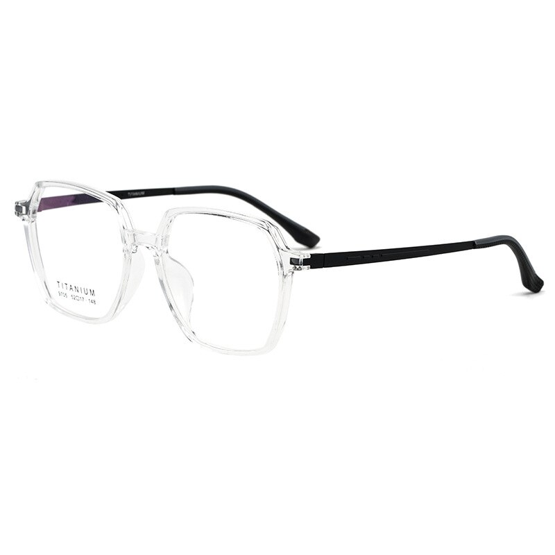 YIMARUILI Transparent Retro Titanium Optical Prescription Eyeglasses Frame Ultra Light TR90 Decorative Myopia Glasses Frame 9705: Transparent