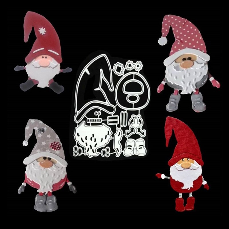 Christmas Gnome Santa Claus Metal Cutting Dies Stencil DIY Scrapbooking Template Dorp Ship