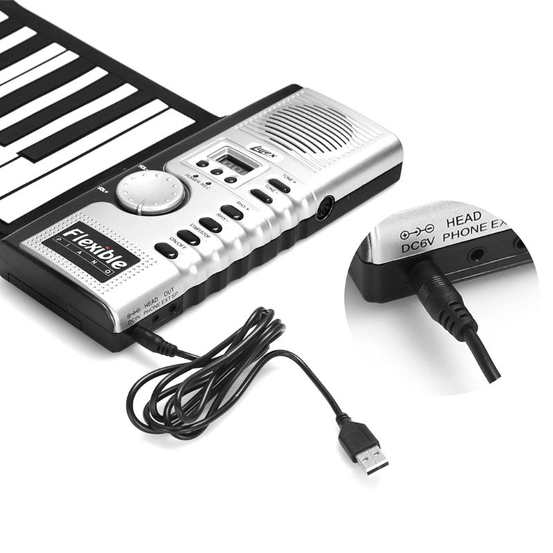 Flexible Piano 61 Keys Electronic Piano Keyboard Silicon Roll Up Piano Sustain Function USB Port With Loud Speaker