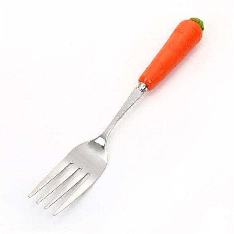 Baby Gadgets Tableware Set Children Utensil Stainless Steel Toddler Dinnerware Cutlery Cartoon Infant Food Feeding Spoon Fork: Carrot Fork