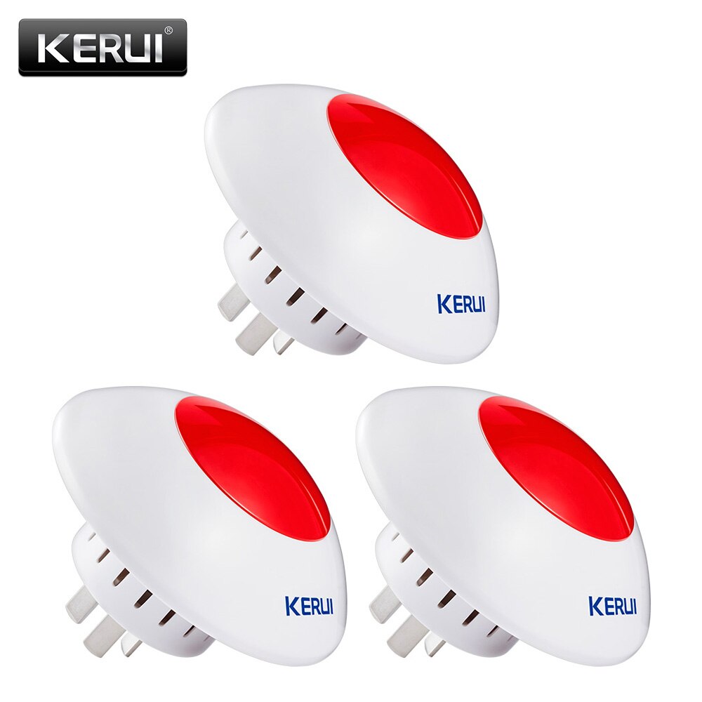 Kerui 3 stk 433 mhz trådløs alarm sirene flash horn rød advarselslys strobe fløjte sirene jakkesæt til kerui alarmsystem