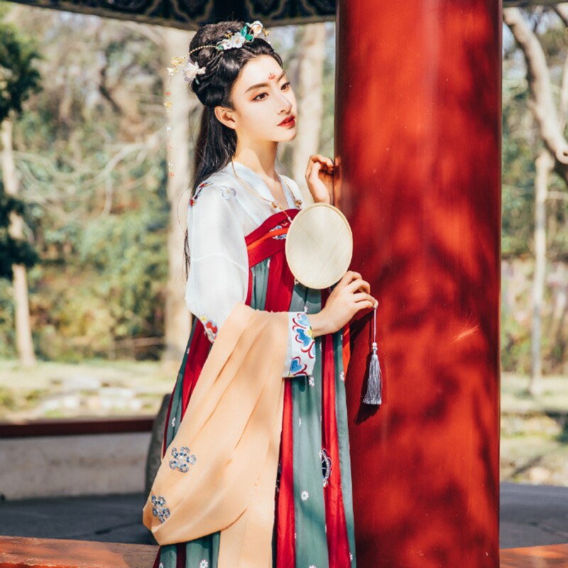 traje Hanfu Dinastía Tang vestido femenino antiguo chino danza folclórica tradicional ropa de etapa mujeres Hanfu DQL1683