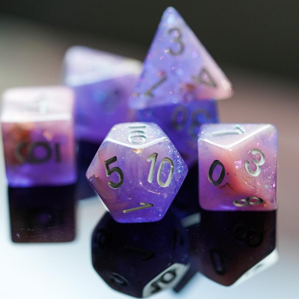 7 Pz/impostato Rosa/viola DND Dadi Colorato con Effetti luccichio D & D Dadi Poliedrici Giochi di Dadi impostato per la Tavola giochi MTG RPG