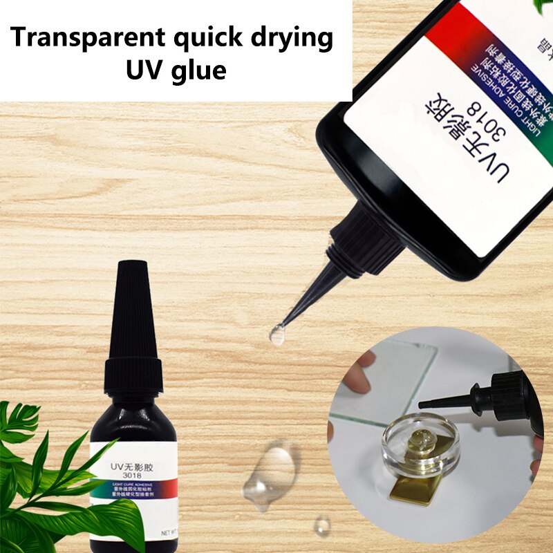 50ml UV Glue UV Curing Adhesive Transparent Crystal Glue Glass Adhesive Crystal Glass and Metal Bonding with UV Flashlight
