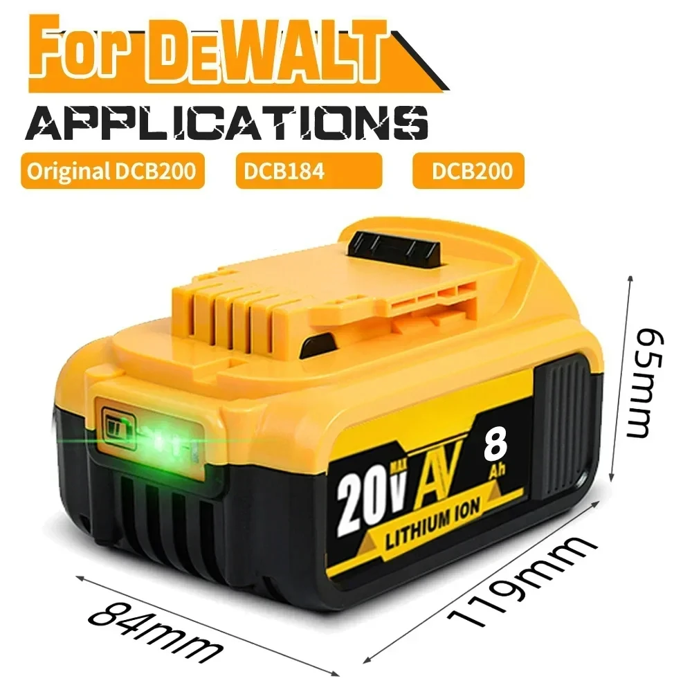 NEUER Akku kompatibel mit Dewalt Power Tools 18V 8Ah wiederaufladbares Elektrowerkzeug Lithiumbatterien 20V 18Volt 18V 5Ah 6Ah 8Ah