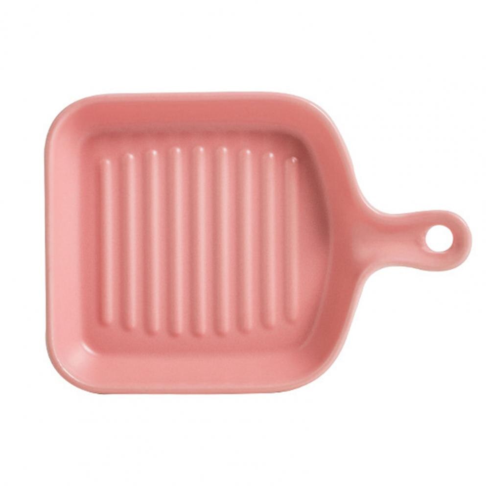 Food Plate Non-stick Heat-insulated Ceramic Kitchen Cooking Plates Anti-slip Handle Cooking Space-saving Baking Wide Application: Pink