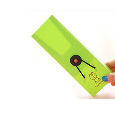 Estuche de lápices de plástico con dibujo animado Color caramelo, estuche escolar, papelería para estudiantes, material escolar,: green
