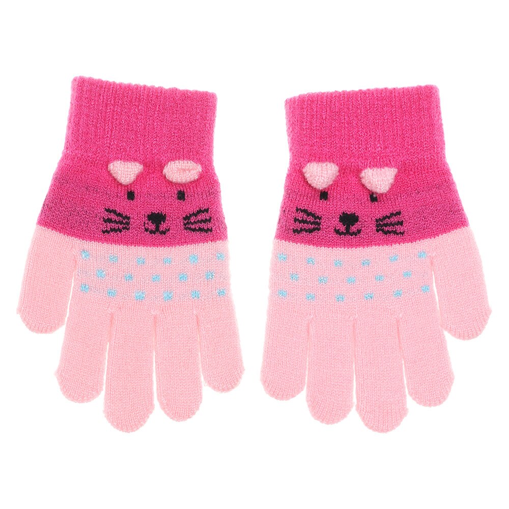 Cute Cartoon Cat Gloves Winter Thick Knit Baby Kids Newborn Mittens Children Keep Finger Warm Gloves for Baby 0-3 Years Old: 03