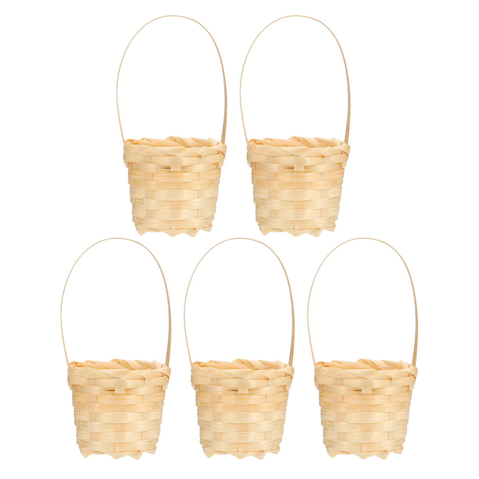 5 kleine handgeweven bamboemandjes, multifunctioneel als bloemenhouder voor kunstbloemen, rustieke stijl, huisdecoratie