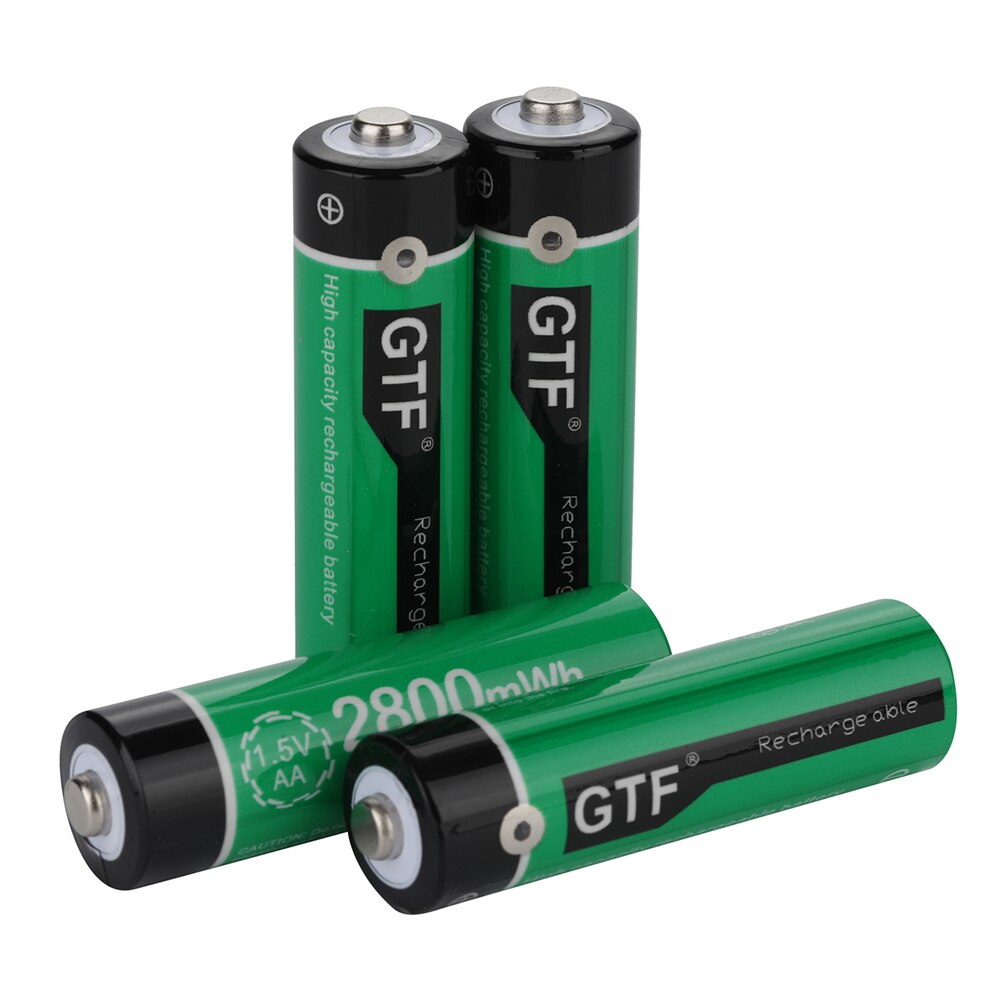 GTF1.5V USB AA li-ion Battery 2800mwh 1900mah 100% capacity li-polymer USB rechargeable battery Box USB cable
