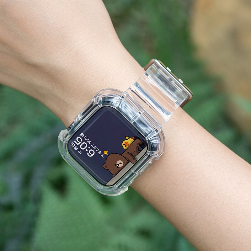 Case+Strap for Apple Watch Band 44mm 40mm 45mm 41mm 42mm 38mm Accessories Transparent Silicone Bracelet iWatch series 3 5 6 se 7