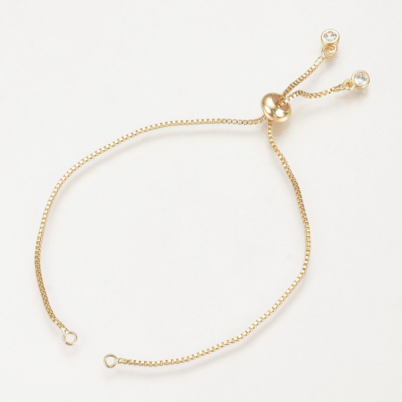 5 stk justerbare 24cm runde messing skyder armbånd langtidsholdbare forgyldte charm link armbånd til fremstilling af gør-det-selv-smykker til kvinder