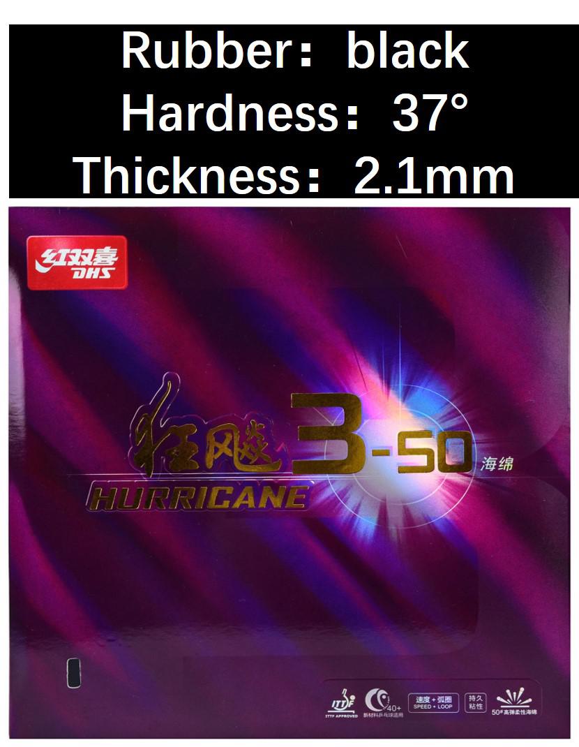 Original Dhs Hurricane 3-50 Profissional Folha de Borracha Tênis De Mesa Ping Pong Borracha Espinhas Em Ittf Aprovado: black 37 2.1mm