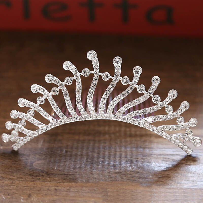 FORSEVEN Mini Silber Farbe Perle Strass Kristall Frauen Mädchen Prinzessin Diadem Hochzeit Haar Kamm Stil Tiara Krone Haar Schmuck: Style 08