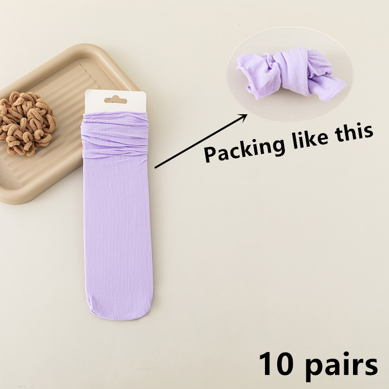 10 paar fleece sokken voor dames, losse, dunne zomersokken, effen kleur, japanse nylon sokken, collegestijl, zacht en ademend: Khaki