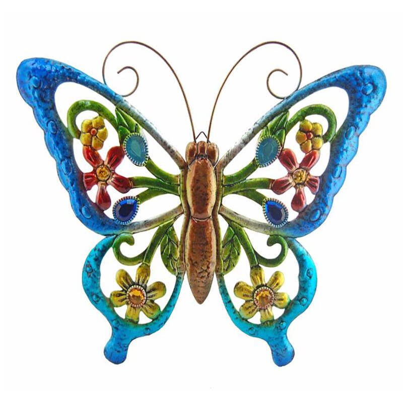 Grande Sculpture de papillon en métal, clôture murale de jardin, ornement artistique suspendu, décoration de maison