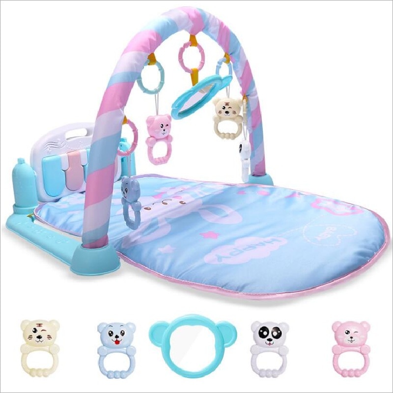 Baby Activity Gym With Animal Play Mat Early Education Music Toys Newborn Infant Pedal Piano Baby Sleeping Crawling Blanket