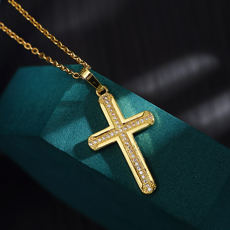 Retro Classic Shiny Crystal Cross Necklace for Women Cubic Zirconia Cross Choker Pendants Female Religious Jesus Jewelry: 20