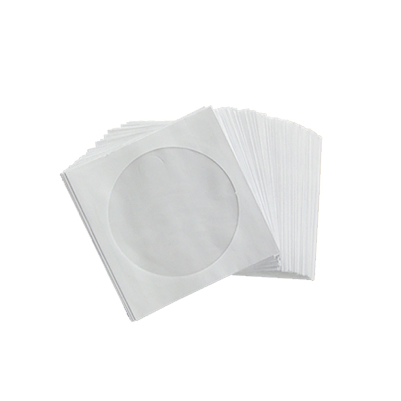 100Pcs Premium Thick White Paper Sleeves Envelope with Window Cut Out Flap for Disc Blu-ray Media Storage Paper Bag: 8cm