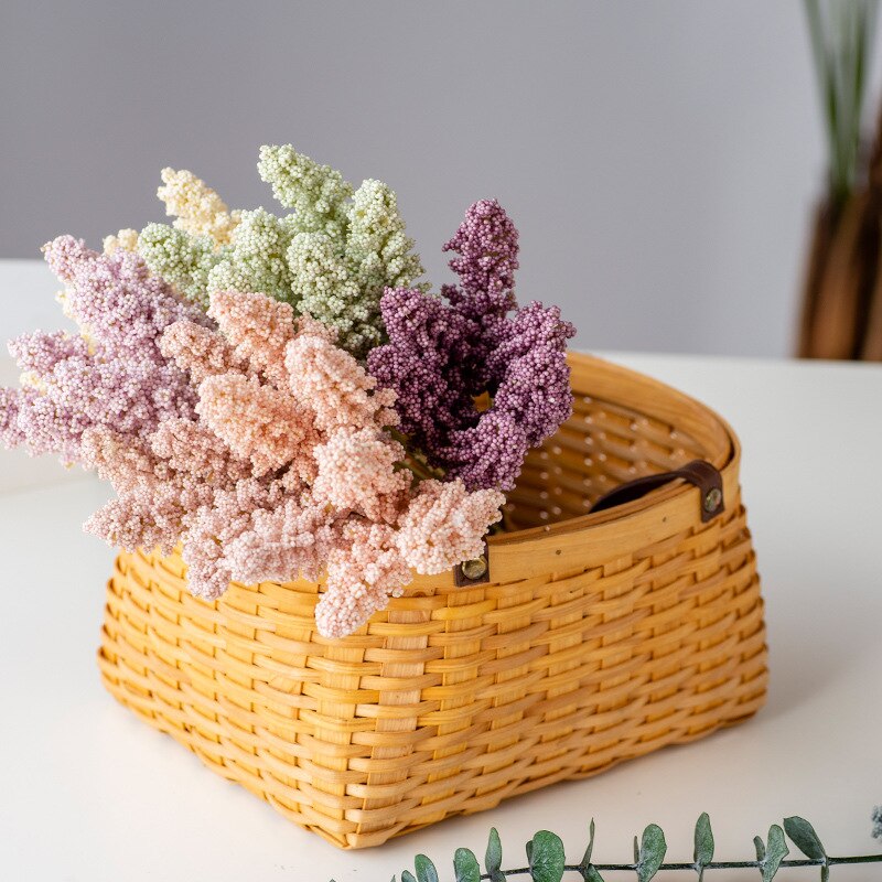 Billig 6 stk/pak kunstig vanilje mini skum bær spids kunstig blomsterbuket til hjemmet plante vægdekoration grai