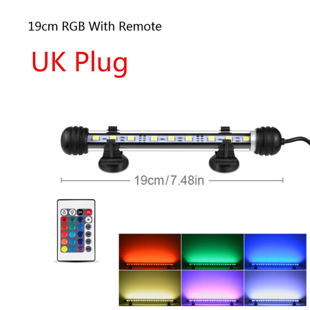 Led akvarie belysningslampe fjernbetjening til plantet akvarium marine led lys akvarium rgb akvarium led belysning bluetooth: 19cm britiske stik