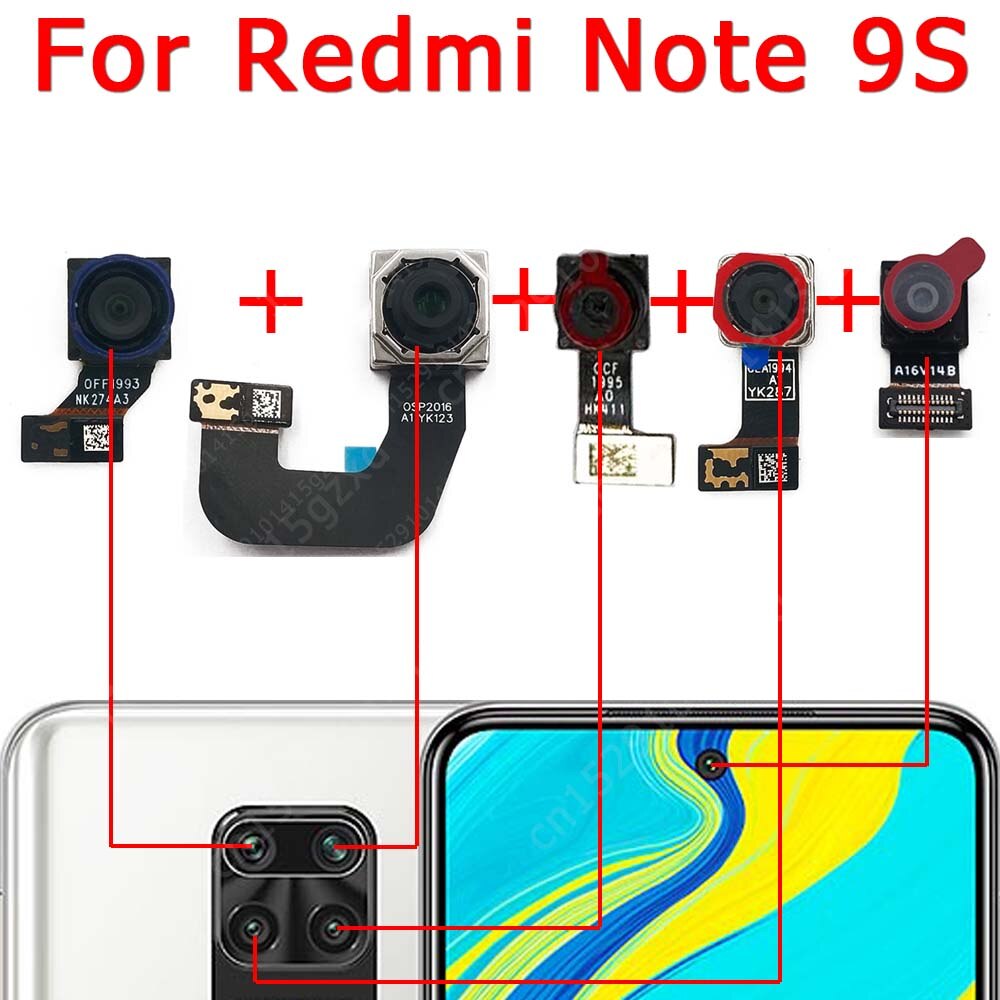 Original Front Rear Back Camera For Xiaomi Redmi Note 9s Note9s 9 s Main Facing Frontal Selfie Camera Module Flex Spare Parts: Note 9S Back Front