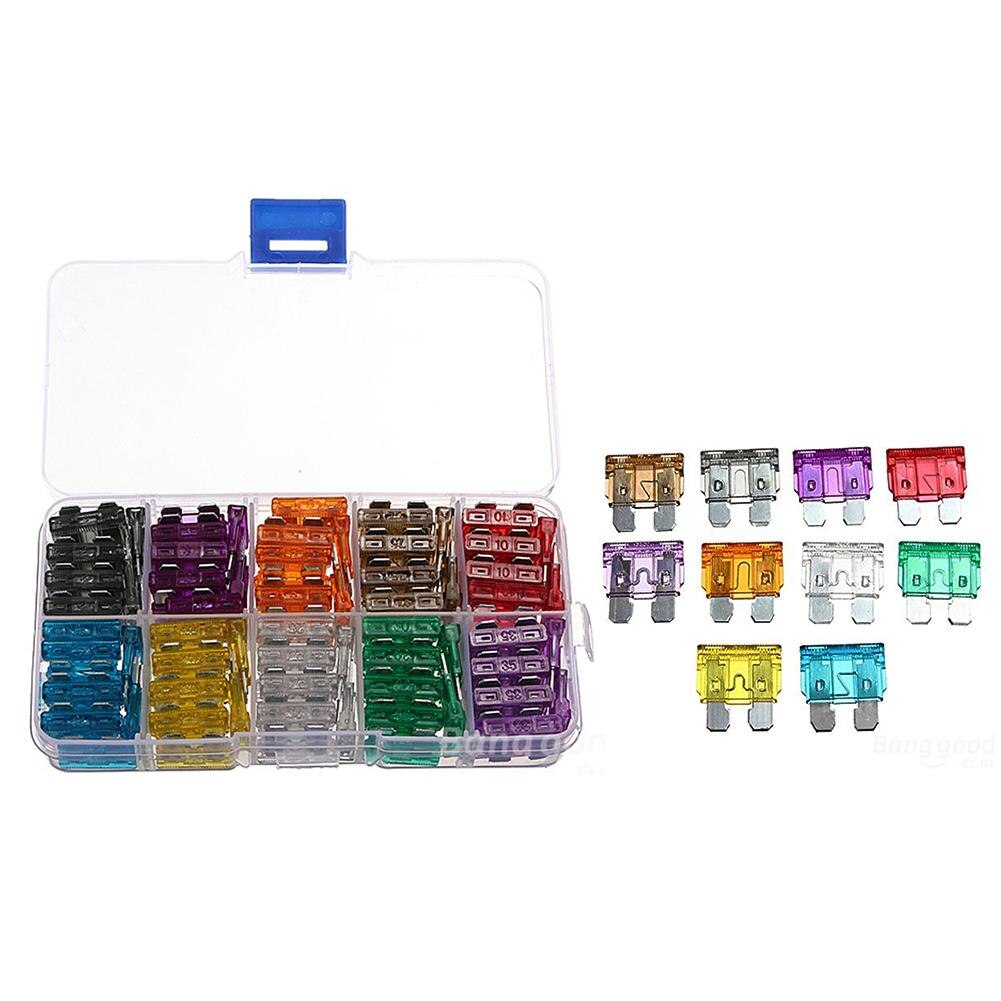100Pcs/Verpakt Auto Aluminium Blade Fuse Auto Auto Beveiliging Zekering Standaard Assortiment Kit Gebruik Voor Medium-Sized auto