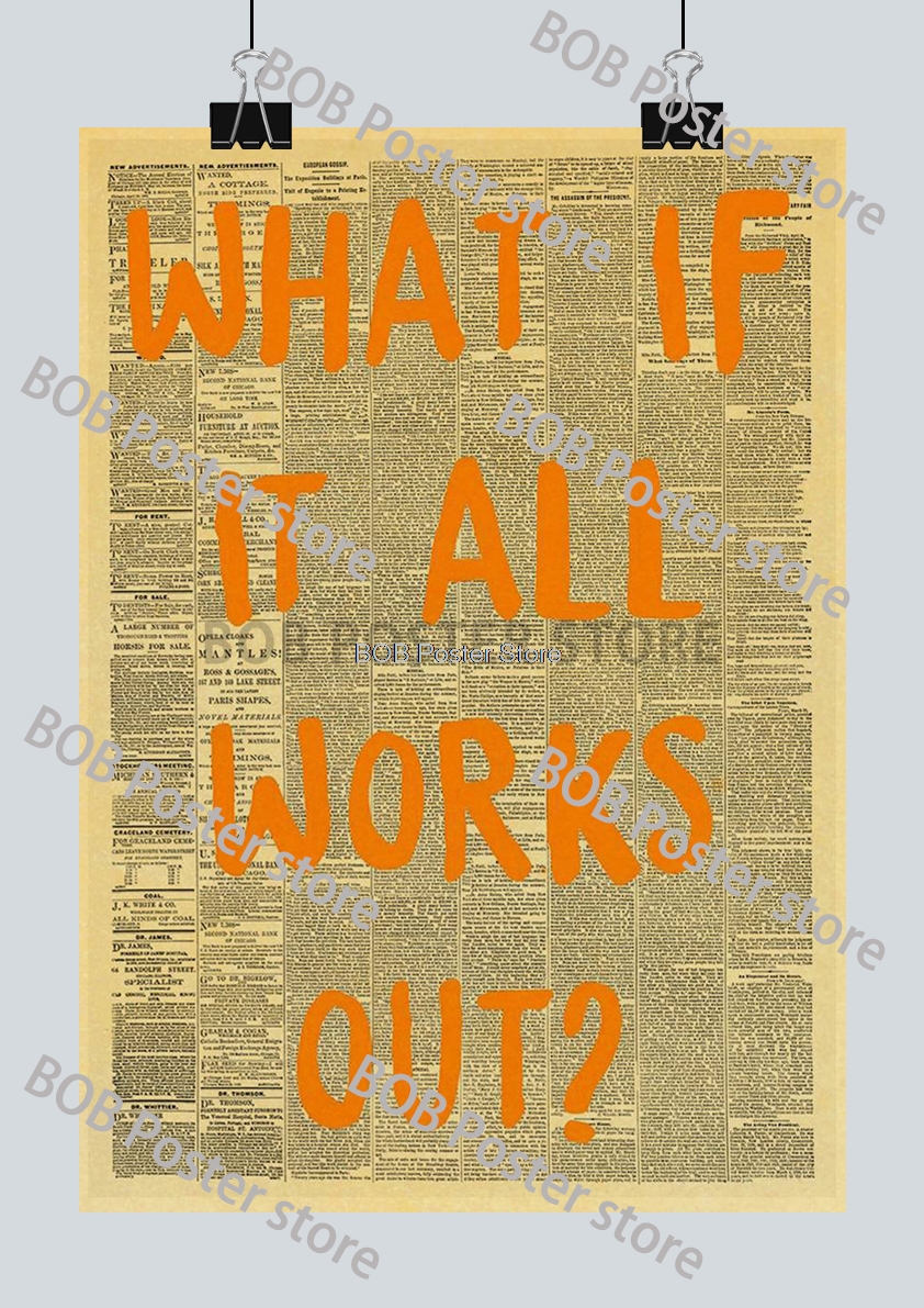 Sjov inspirerende avis graffiti citater plakat retro kraftpapir kunst kreativitet gør-det-selv bar café vægklistermærke maleri: Beige / 8 x 12