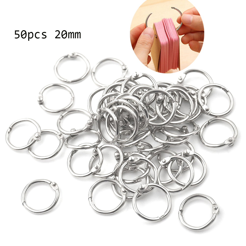 50 piezas de libro de 20mm de diámetro exterior de hoja suelta llavero anillo de seguridad anillo