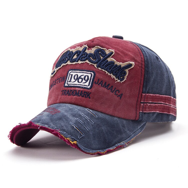 Gorras de béisbol rasgadas para hombre, gorros de sol a la , 1969: Borgoña