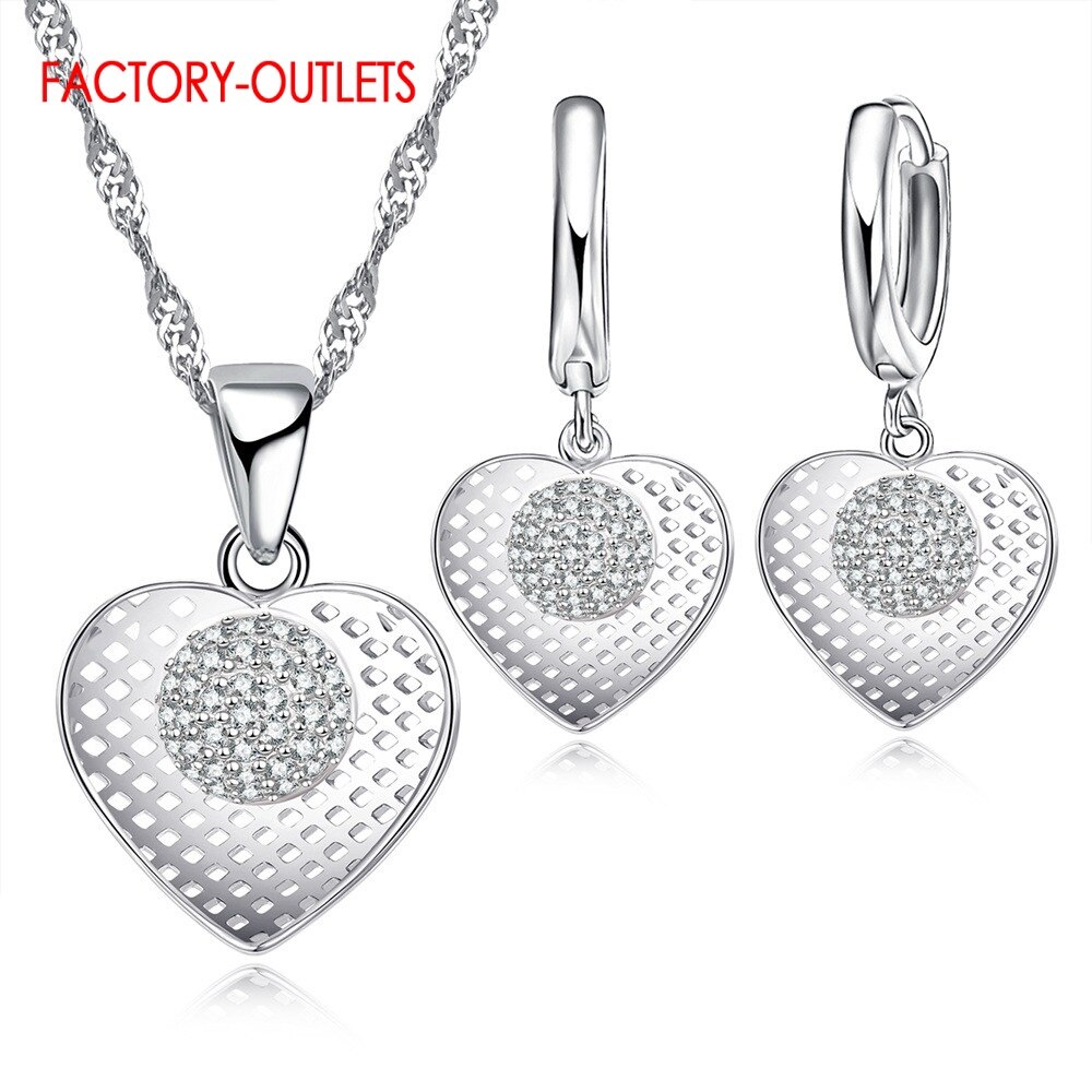 Conjunto de joyería de plata de ley 925 auténtica para mujer, conjunto de collar y pendientes para mujer, joyería nupcial para mujer: D