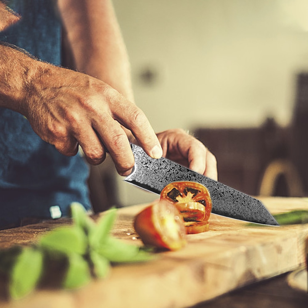 Kitchen Knife 8 Inch Damascus 67 Layers VG10 Chef Japanese Damascus Stainless Steel Santoku Cleaver Stabilized Wooden Handle