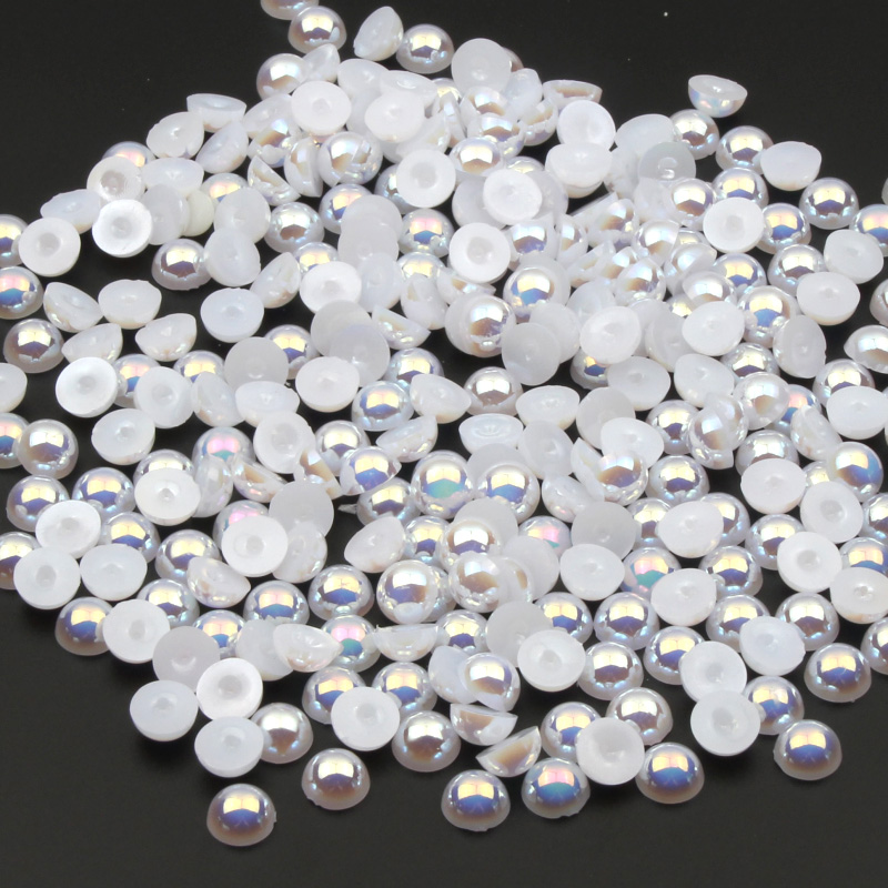 2-10mm White Ivory Half Round Pearl Beads Craft Cabochon Scrapbook Decoration Flatback Nail Art Garment Beads DIY