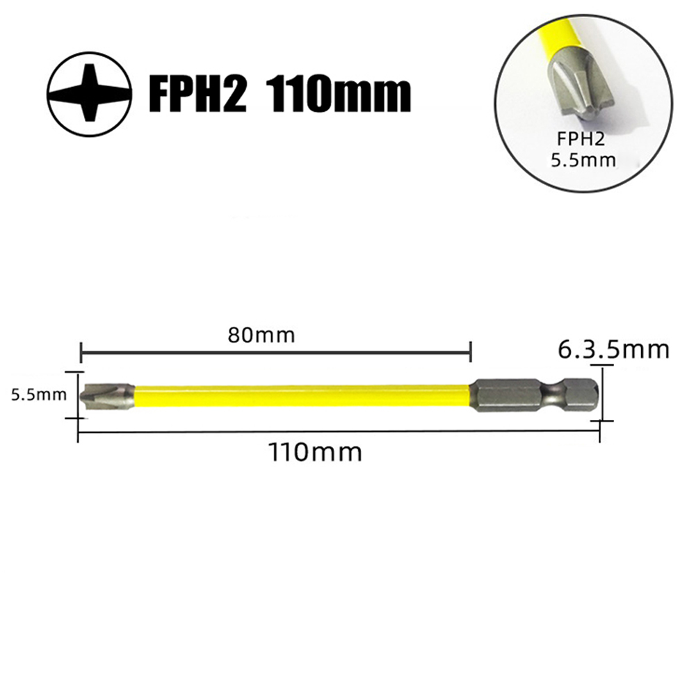 1/2 Uds. Destornillador de estrella especial magnético, destornillador de cabeza de lote de acero de aleación, destornillador magnético FPH1 FPH2 FPH3, herramientas manuales: Negro