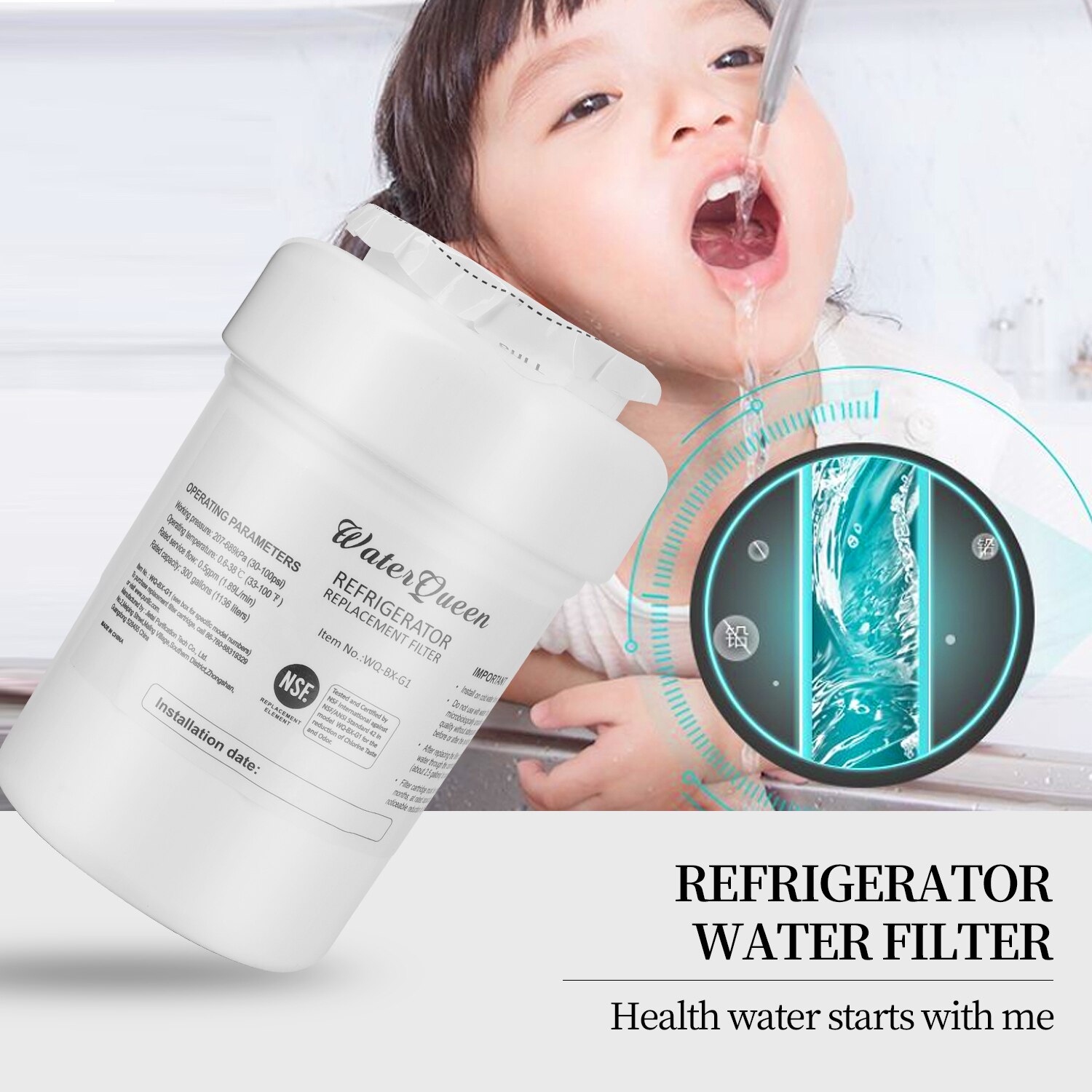 MWF Water Filter for GE Refrigerator Water Filter Replacement Compatible with GE MWF, MWFINT, MWFA,GWF, GWFA (2 Pack)