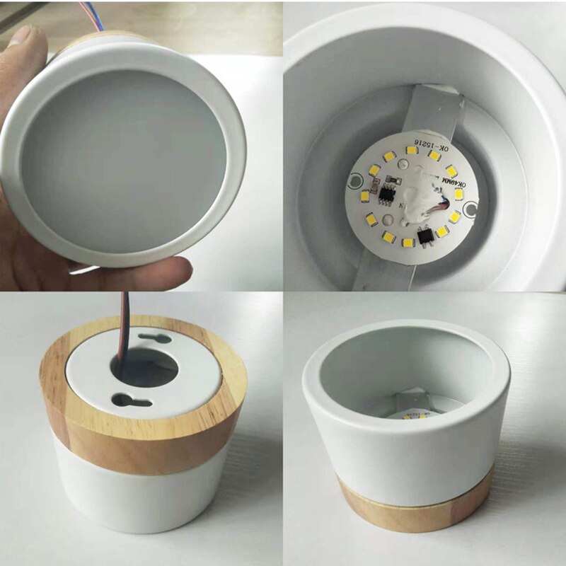 Bois 5 w led downlight plafond lampe en bois spot Spots lampes Luminaires vivant Vers Le Bas lumières Nordique Fer pour allée