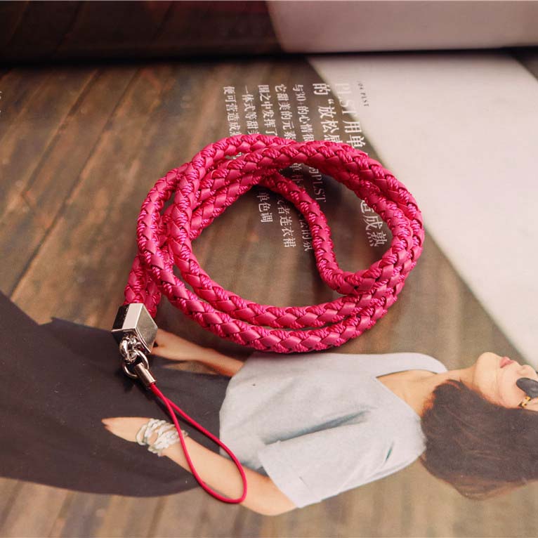 Weave lanyard voor telefoon neck Mobiele Telefoon Riemen Telefoon Keten Lanyard Lange ID Card Key USB Camera MP3 Opknoping badges key: rose red lanyard