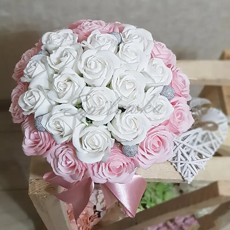 50 stks/partij Kunstbloem Rozen Hoofden Dia4.5cm Schoonheid Bruiloft Valentijnsdag Cadeau Rozen Boeket Thuis Party Decoratie Bloemen