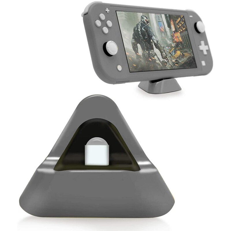 Switch Lite Dock Station di ricarica per Nintendo Switch Lite tipo C porta Mini caricatore triangolare Docking supporto da viaggio portatile: GRAY