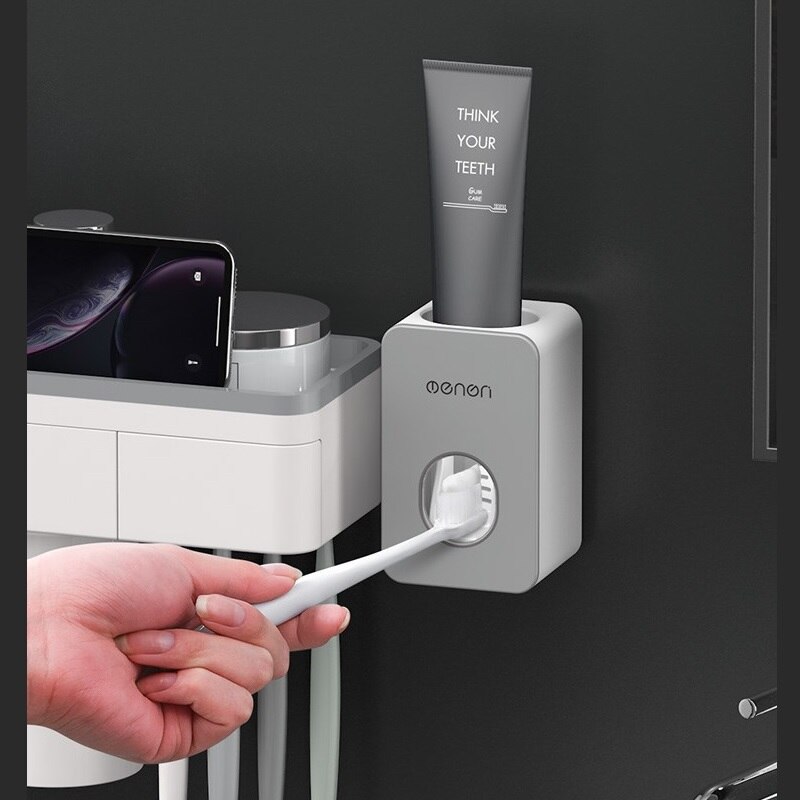 Magnetische Tandenborstel Houder Met Tandpasta Knijper Met Cups Voor 2/3 Personen In Badkamer Opbergrek Nail Gratis Mount