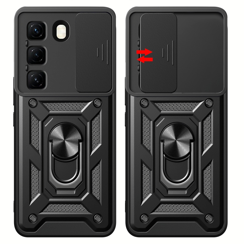 For Infinix 50 4G Case Shockproof Armor Slide Lens Protect Phone Case for Infinix Hot50 4G 6.78" Magnetic Holder Ring Cover