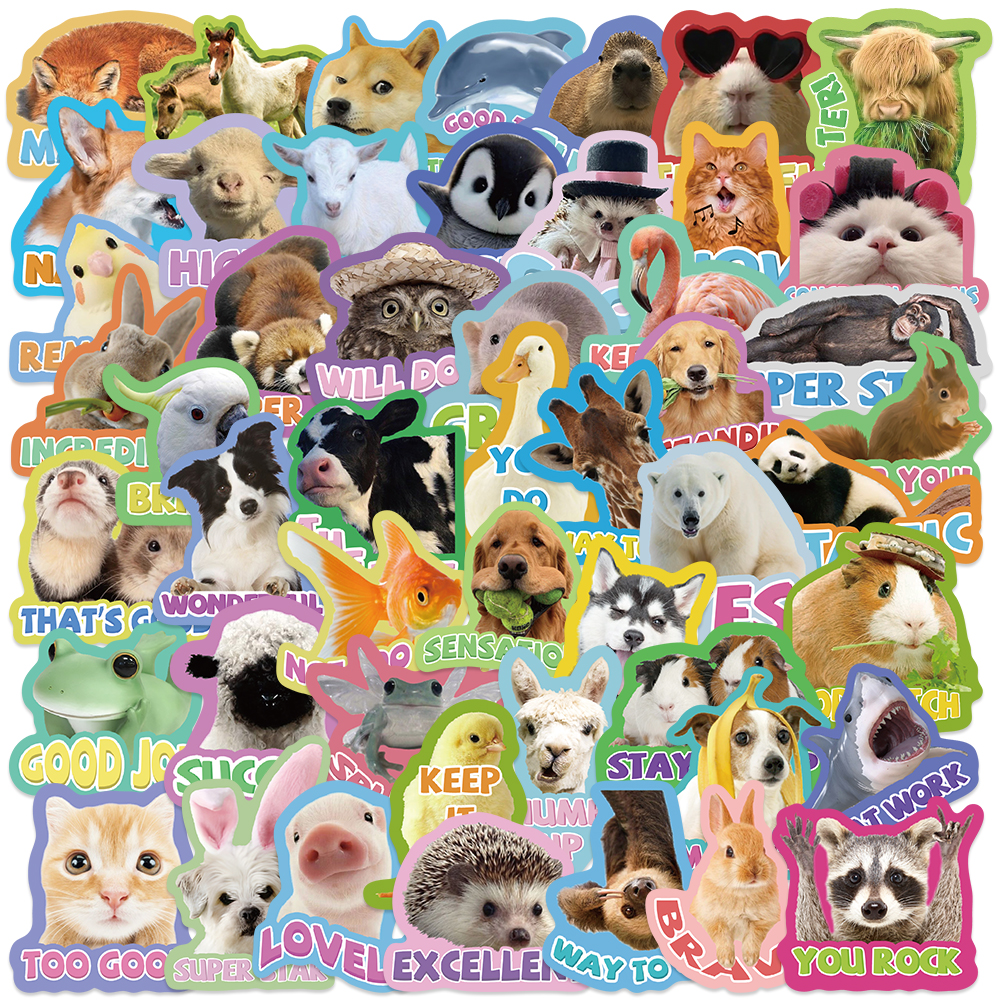 50 pçs animais incentivar frase pvc adesivo cor estética decoração scrapbooking sketchbook papelaria recompensas escolares suprimentos