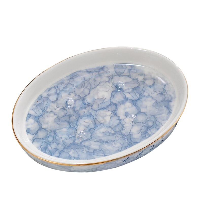 Havblå krusning badeværelsestilbehør sæt bærbar sæbedispenser tandbørsteholder sæbeskål keramiske badeforsyninger: Sæbeskål