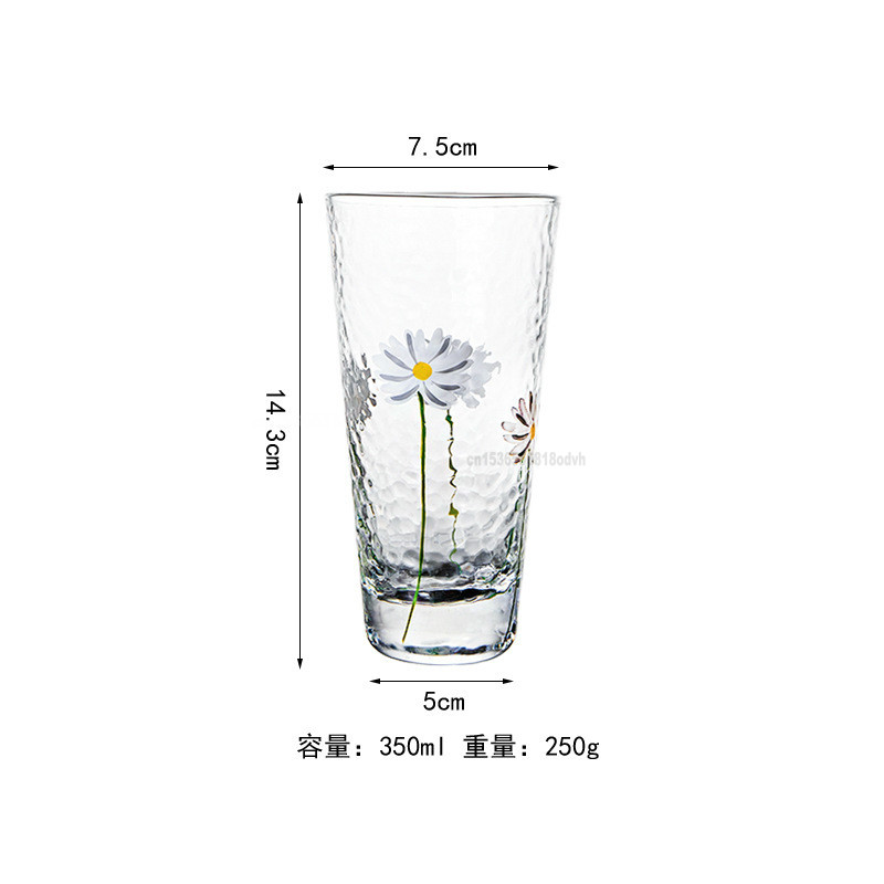 Glazen Beker Kleine Daisy Gehamerd Crystal Cup Huishoudelijke Hittebestendige Transparant Glas Fruit Drink Bier Whiskey Bril: 2